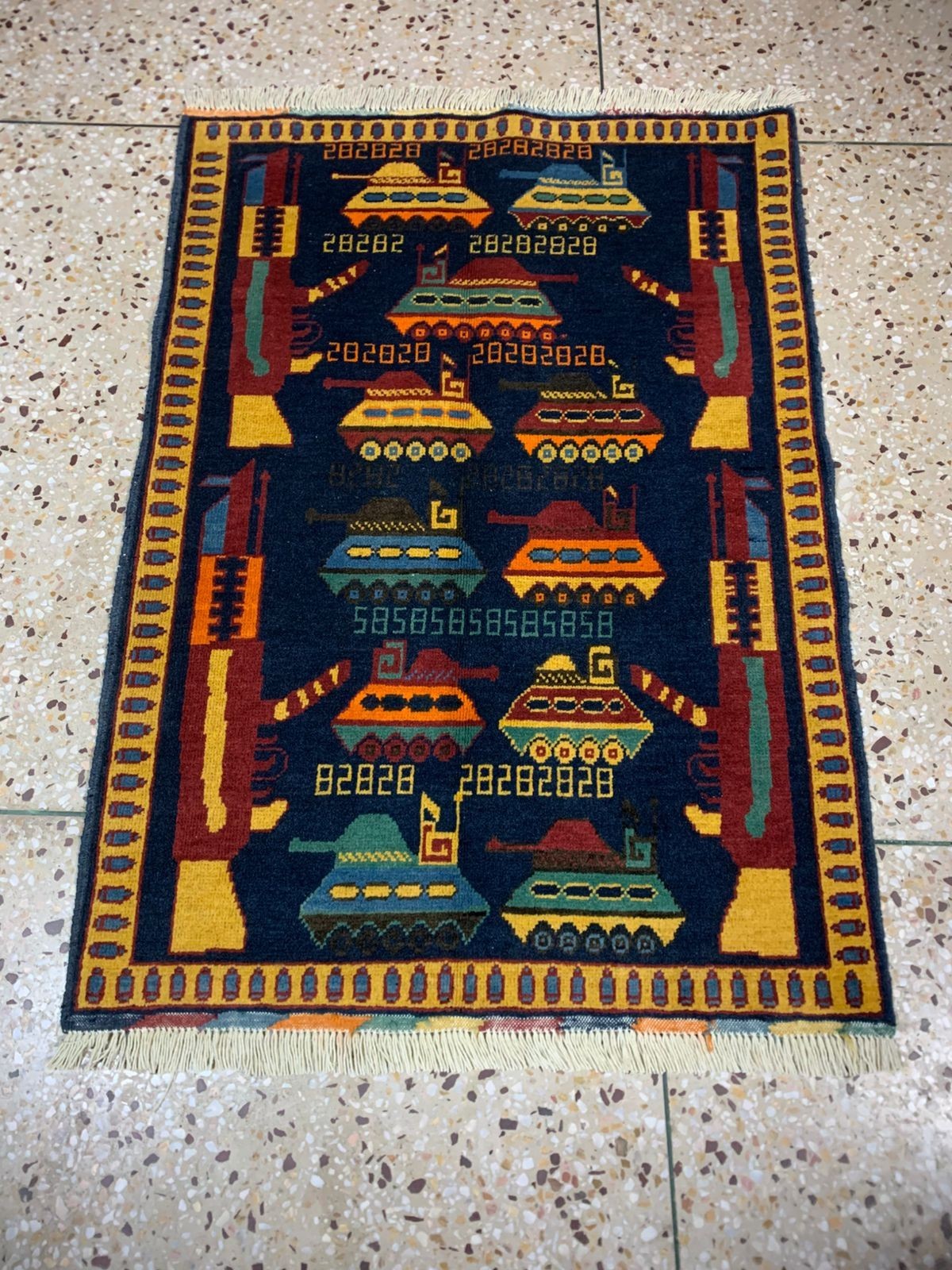 120cmx73 cm. handmade afghan war rugs, opium, 9/11 ussr, usa, military, ak47