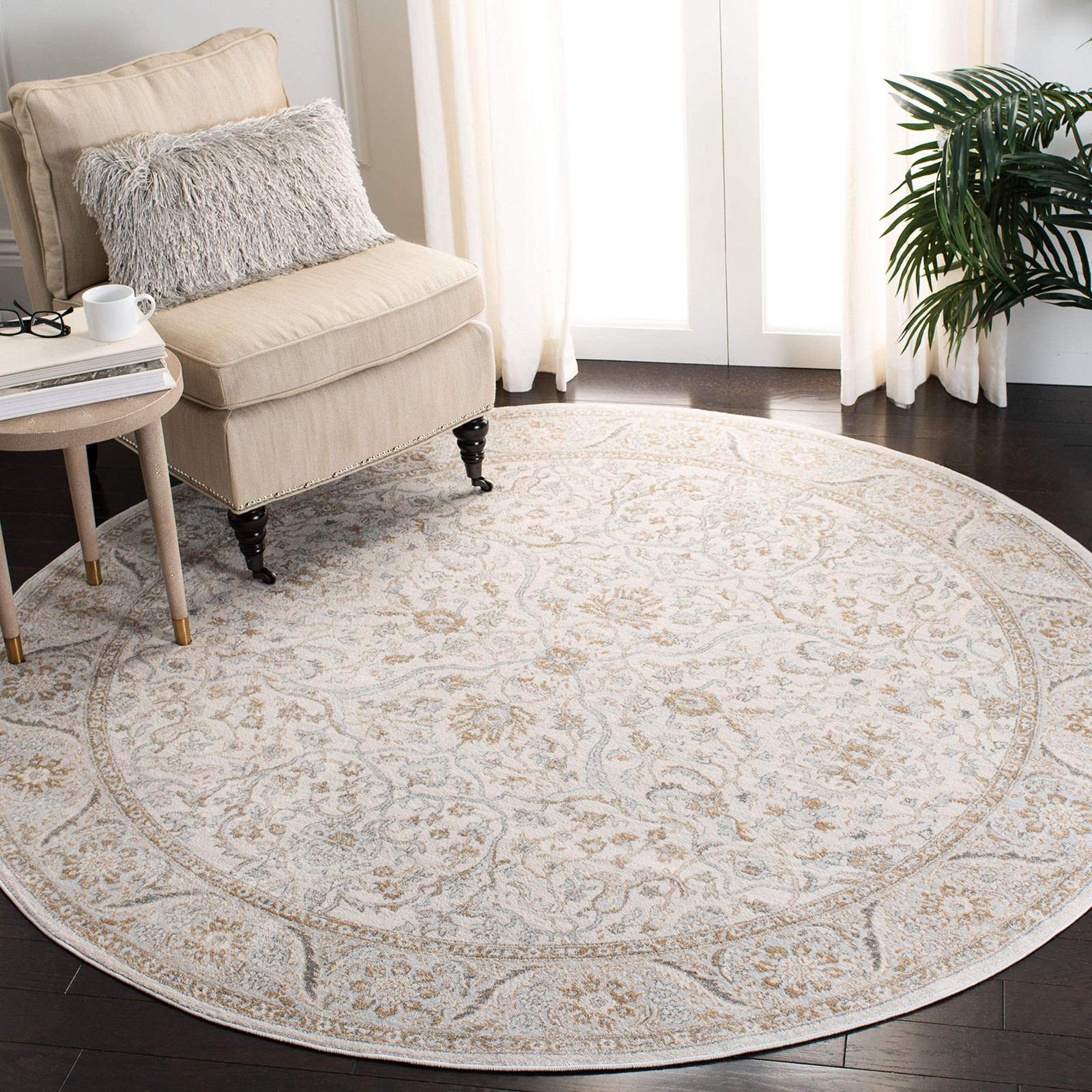 Isabella Collection 5’3 Round Cream/Beige ISA912A Oriental Non-Shedding Living R