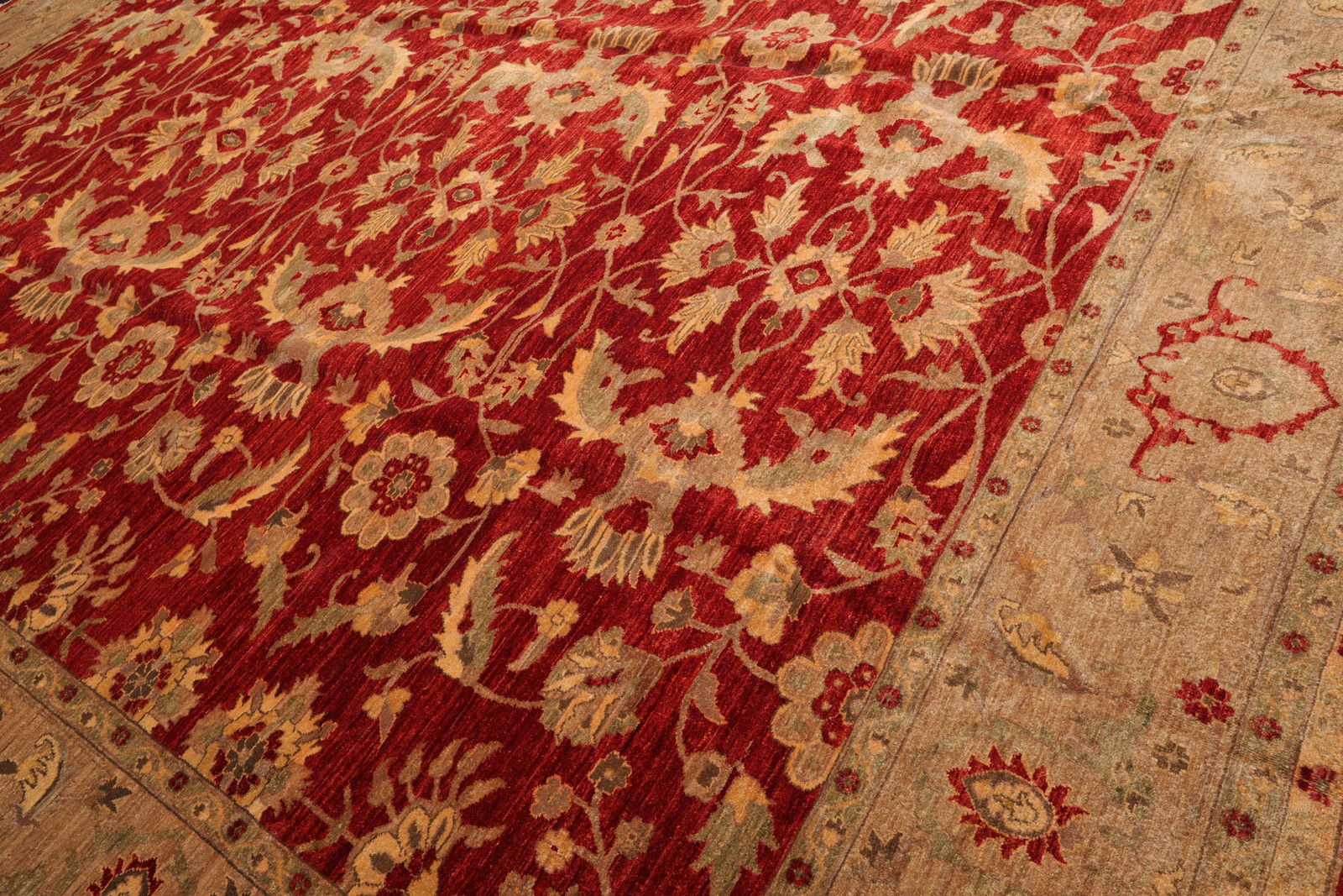 LoomBloom 12’x15’9″ Red Hand-Knotted Peshawar Mahal 200 KPSI Wool Rug