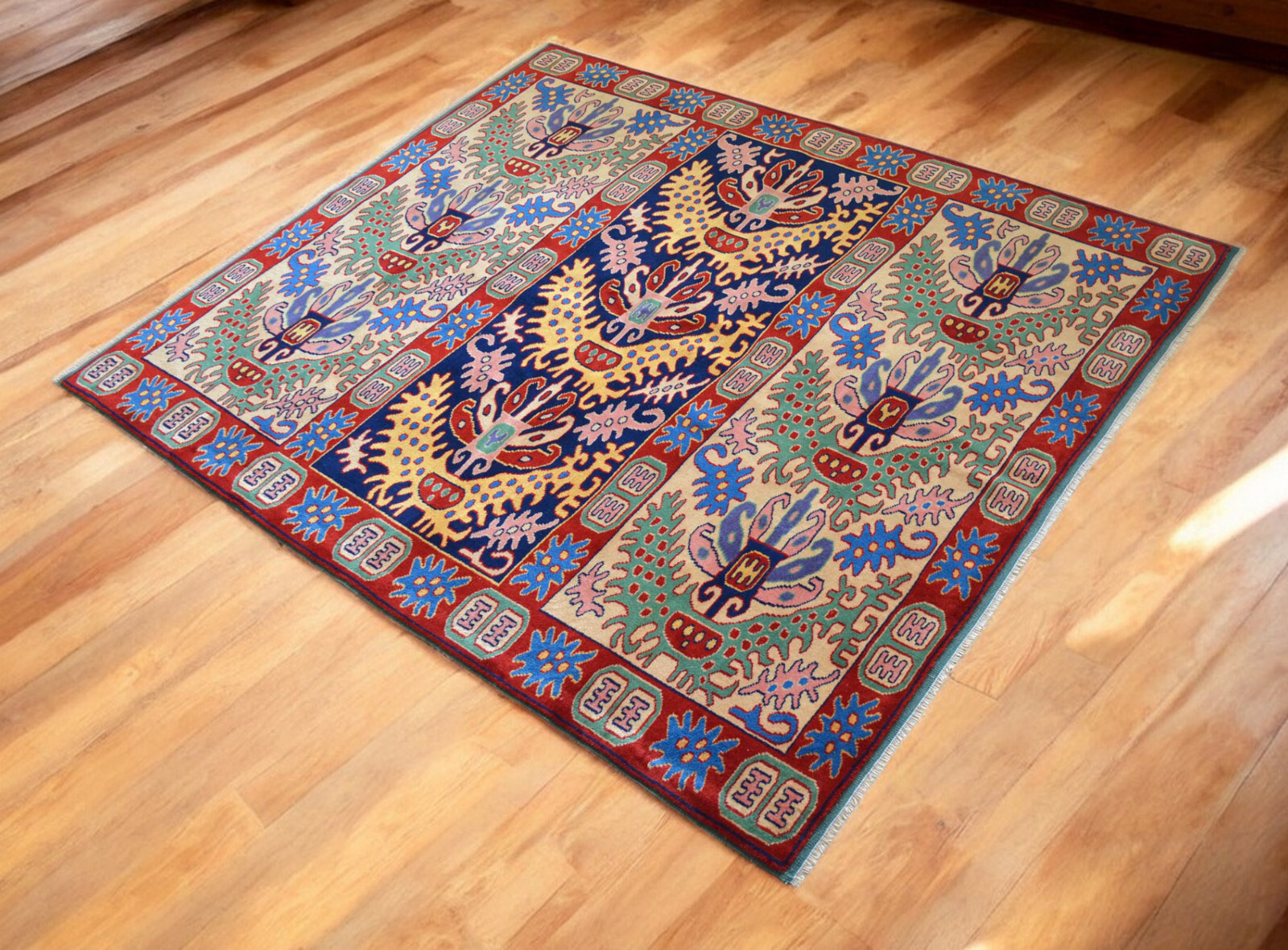 6×8 Ft Rug Area Rug Handmade Colorful Turkish Rug NEW actual: 6′3″ x 7′8″