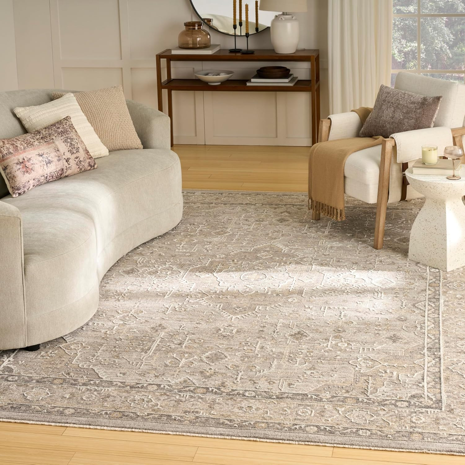 Home Harbor Grey 9’6″ X 13’2″ Area Rug – Easy Clean, Non Shedding, Bed Room, Liv