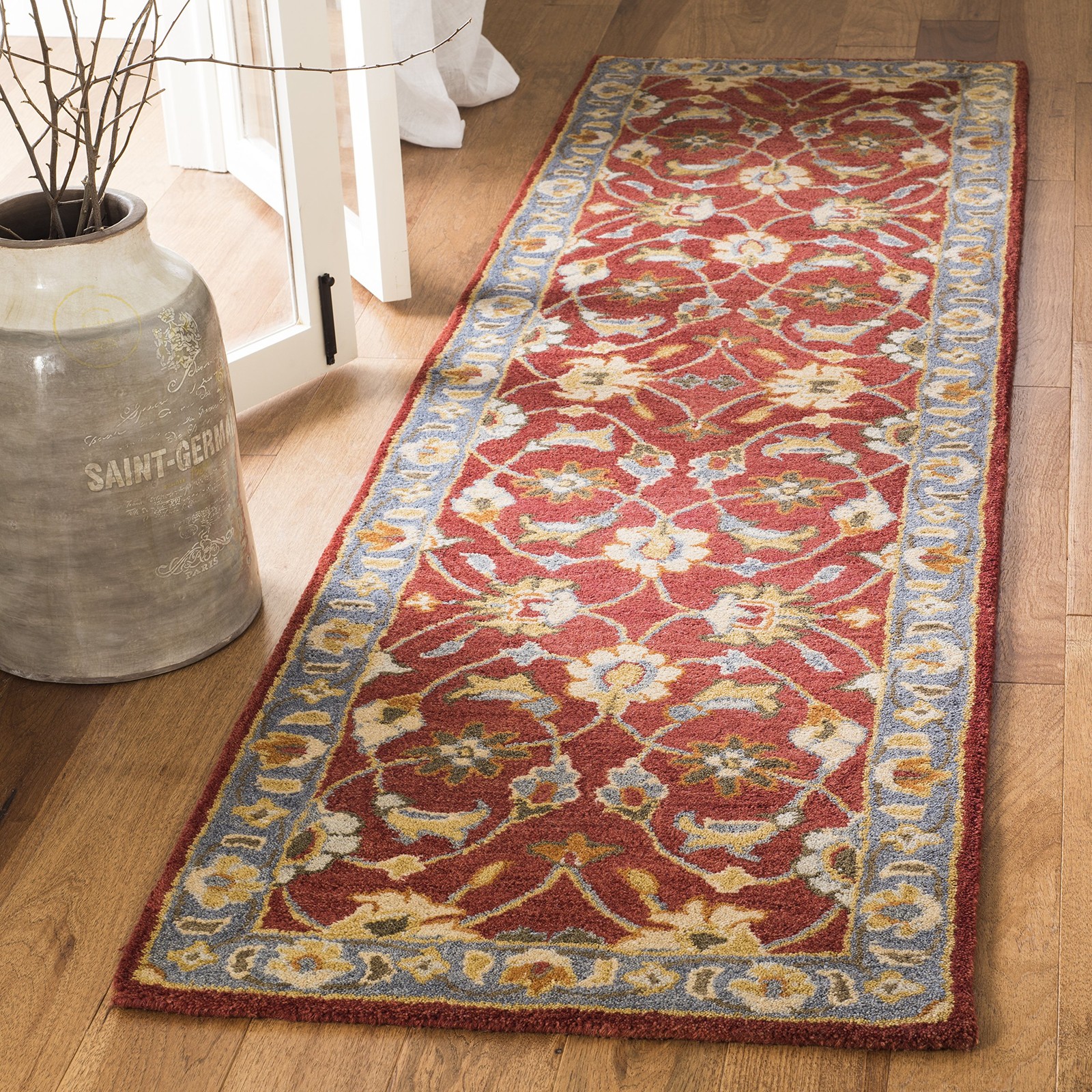 Heritage Collection Runner Rug – 2’3″ x 12′, Red & Blue, Handmade Traditional…