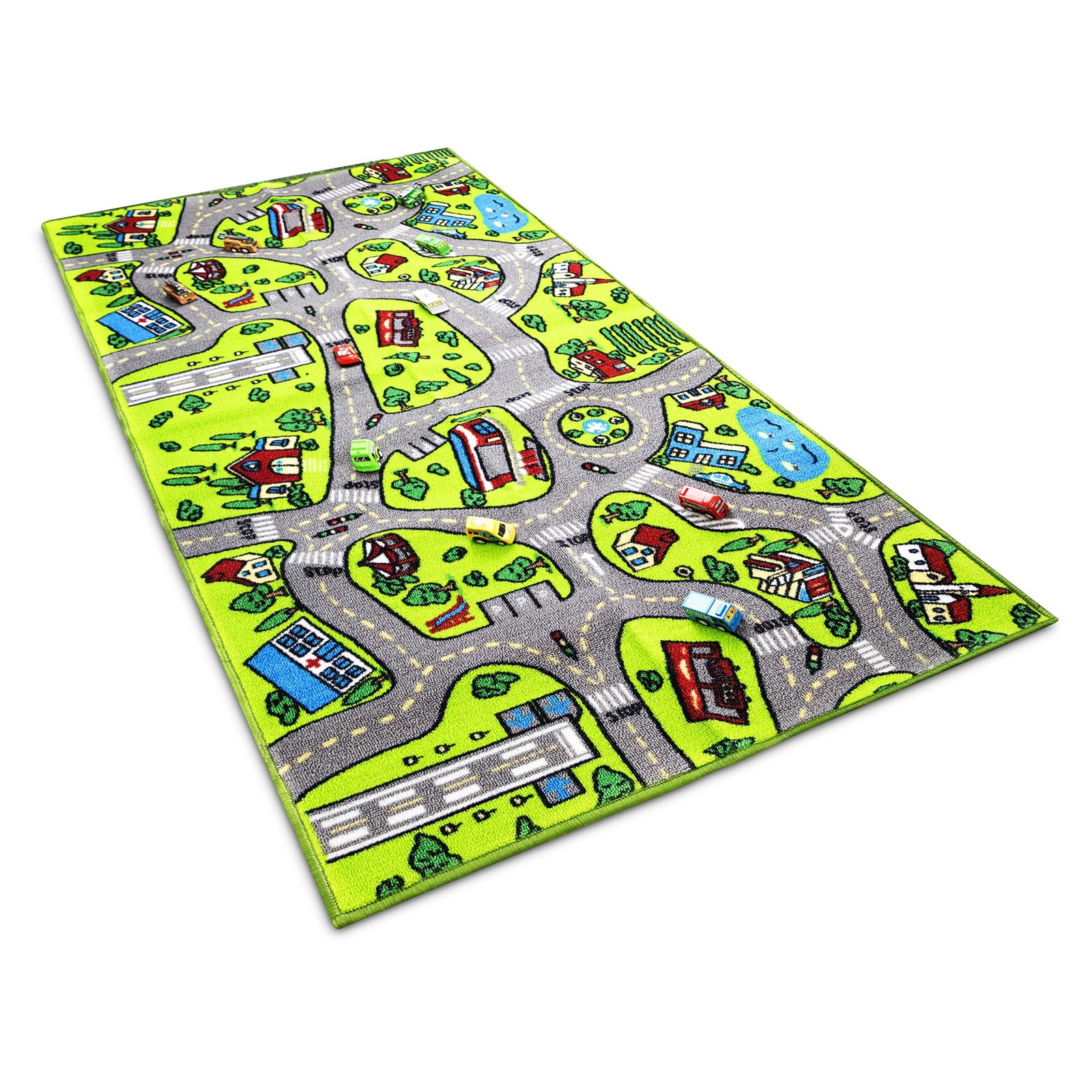 Kids Rug Carpet Playmat, w/14 Pull Back Cars Included – City Life Learn, Have…