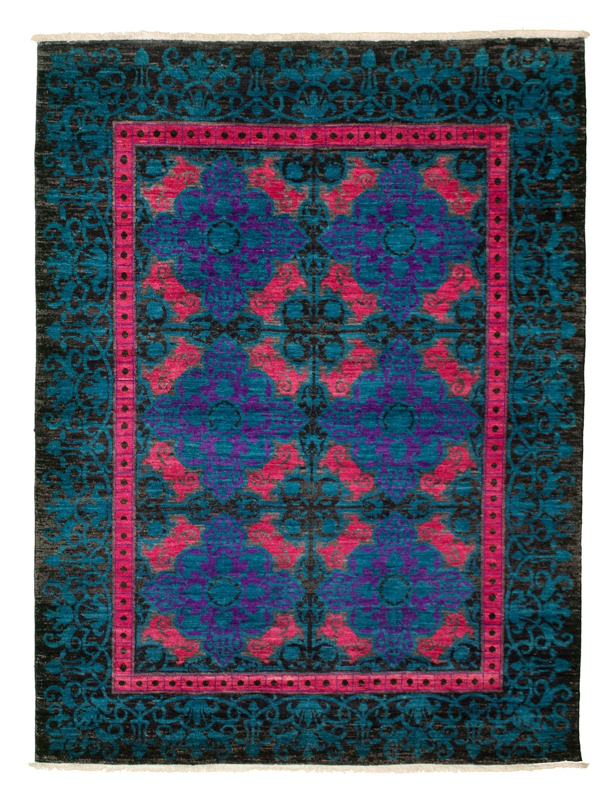 Traditional Hand-Knotted Geometric Carpet 5’3″ x 7’0″ Oriental Wool Area Rug