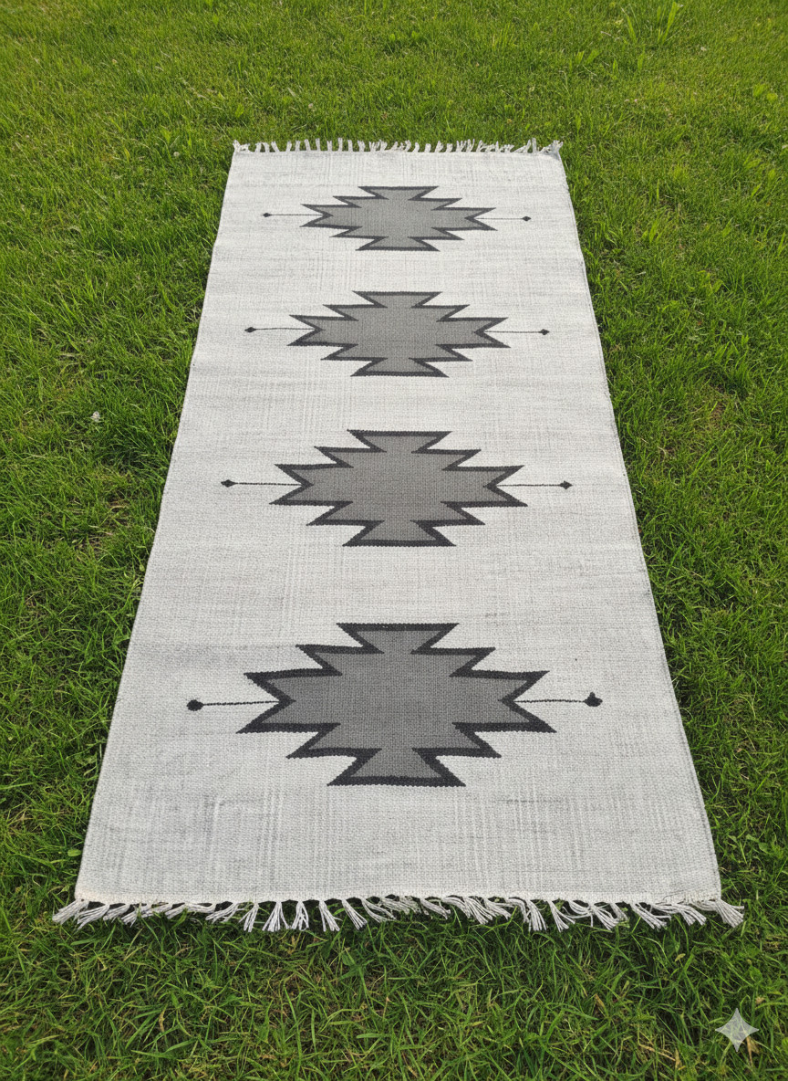 3×10 Gray Southwest Runner Rug Native American Rug Aztec Tribal Navajo Runner