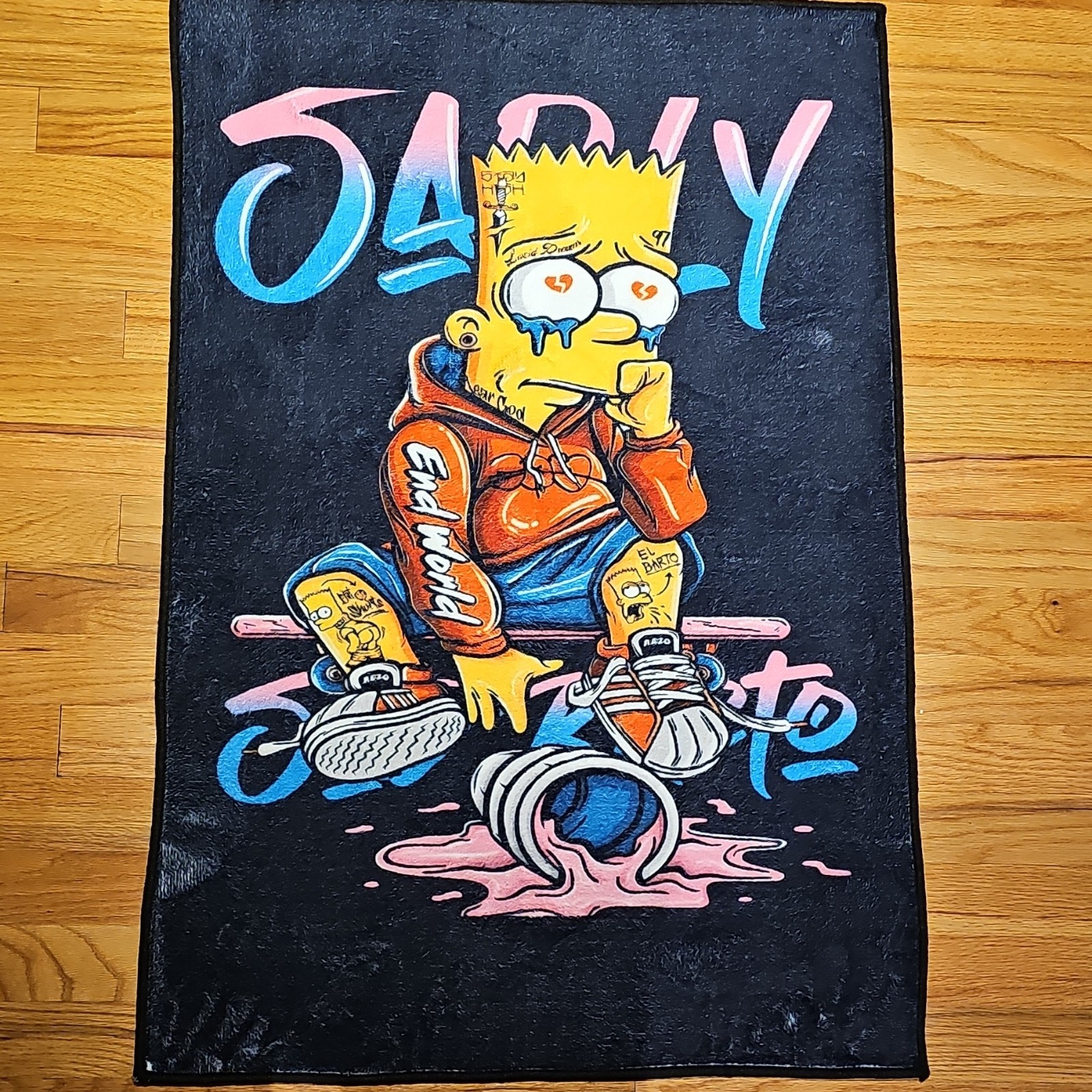 Bart Simpson Inspired Area Rug 24×36 Skateboard Street Art Room Decor