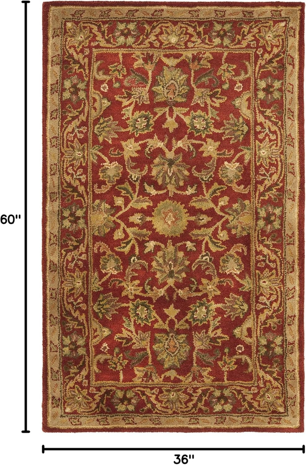 Handmade Red Oriental Accent Rug 3′ x 5′ for High Traffic Areas