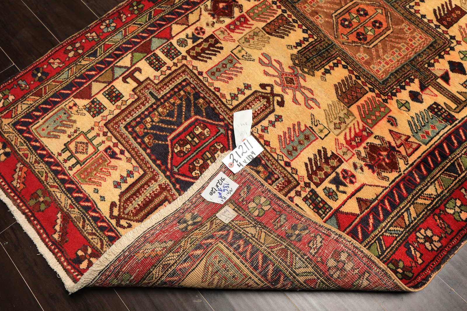 4×10’4” Runner Hand Knotted Wool Kurdishh Hamadaan Vintage Vegetable dyes Rug