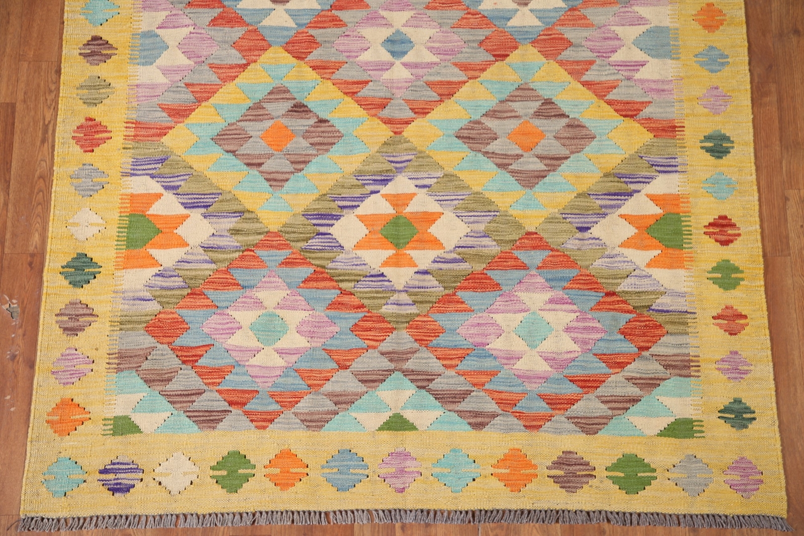 Colorful Reversible Kilim Flatweave Tribal Rug 5×7 ft. Wool Handmade Carpet