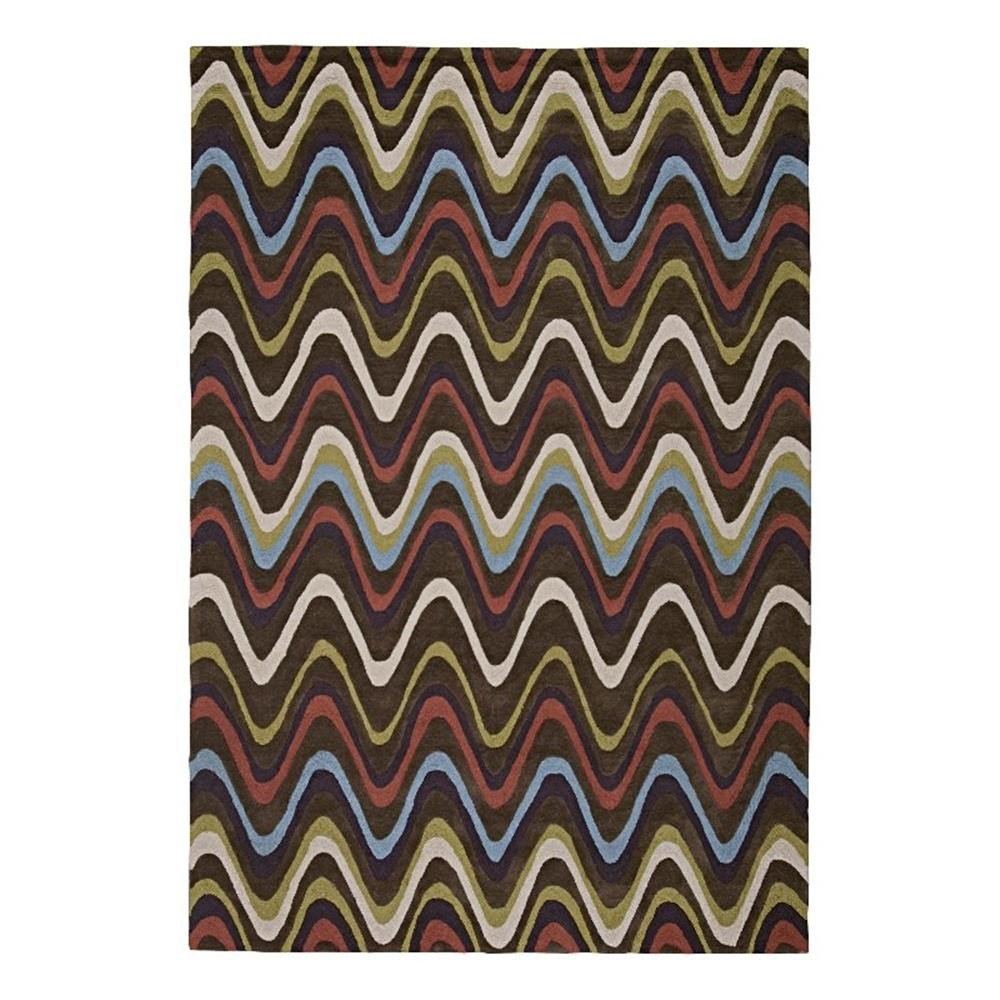 Linon Trio Mouzi Polyester 6’6″ X 9’6″ Area Rug in Brown