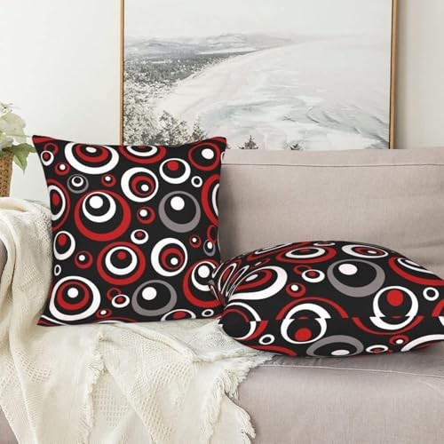 Red and Black Circular Pattern 18″ x 18″ (Pack of 2) Circles-red-white-black