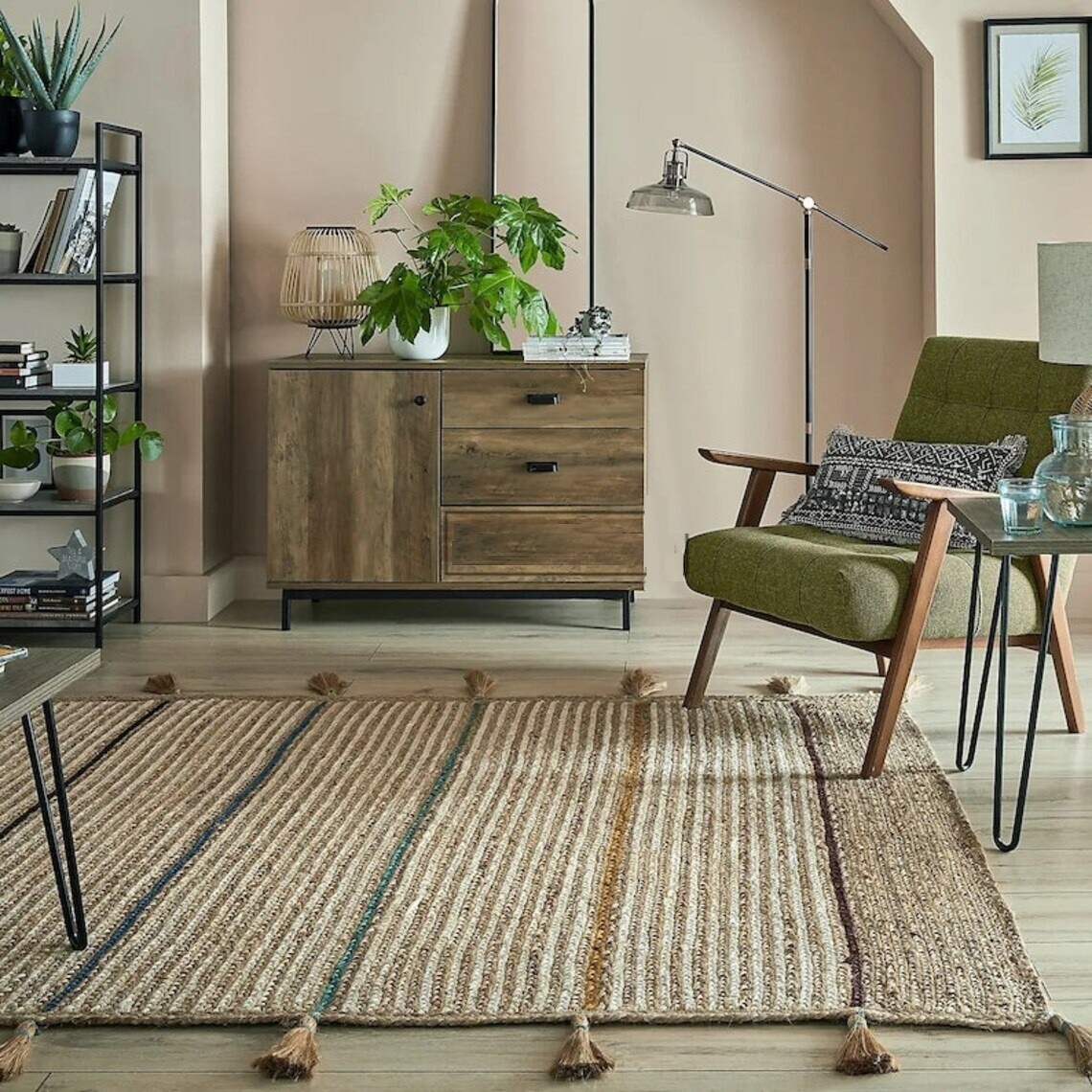 Rug Jute Carpet Square 100% Natural Jute Hand Braided Carpet Farmhouse Jute Mat