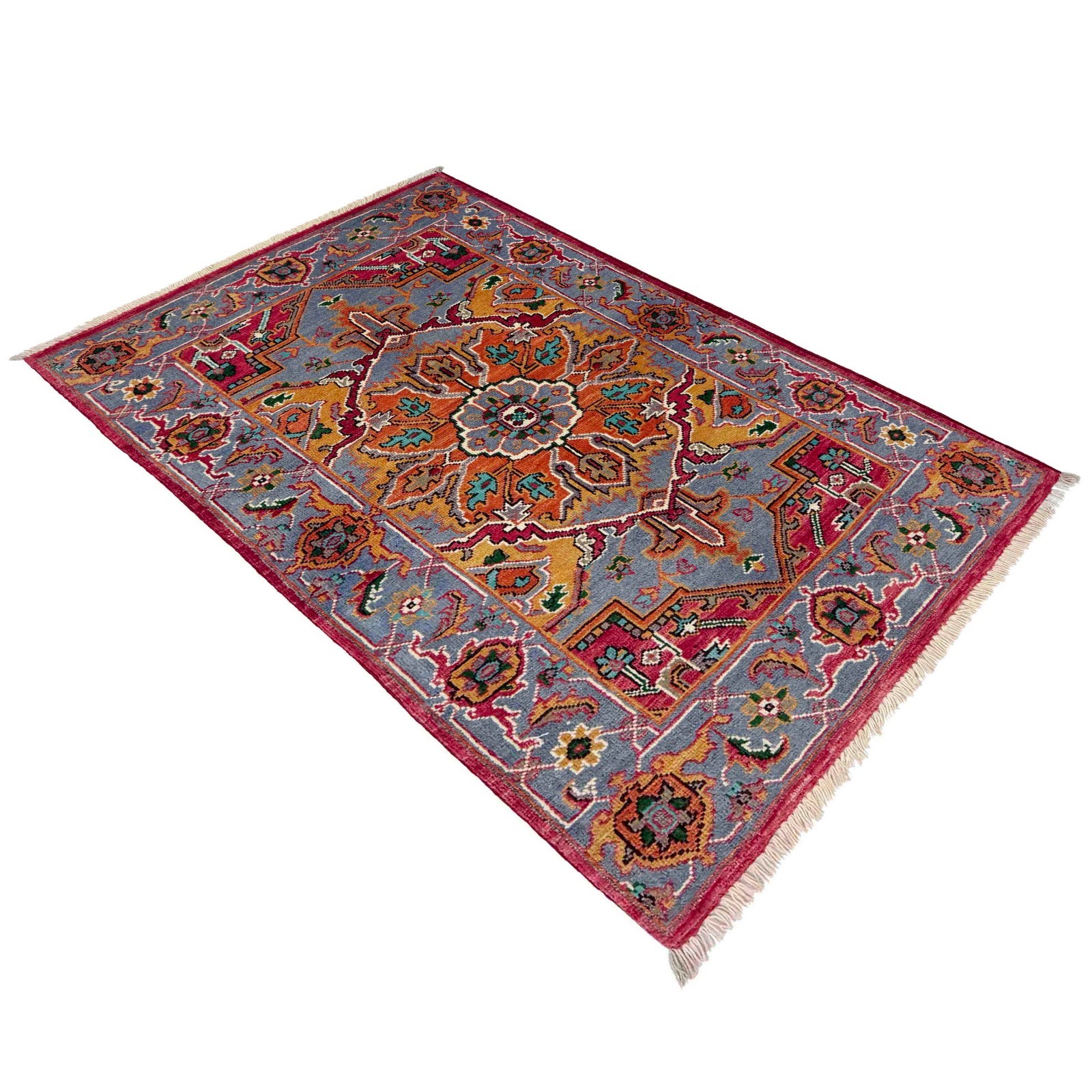 Authentic Handmade Blue Heriz Rug Afghan Area Rug Hand-Knotted 2’8×4’1 Ft R37718
