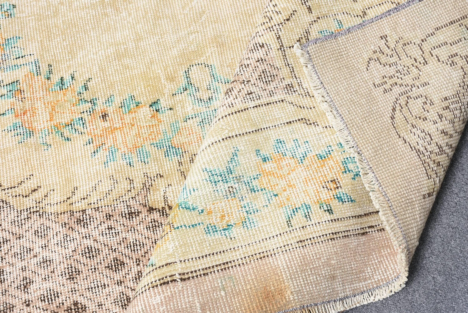 6,2×9,3 ft Rug, Vintage Turkish Large Rug, Yellow Wool Rug
