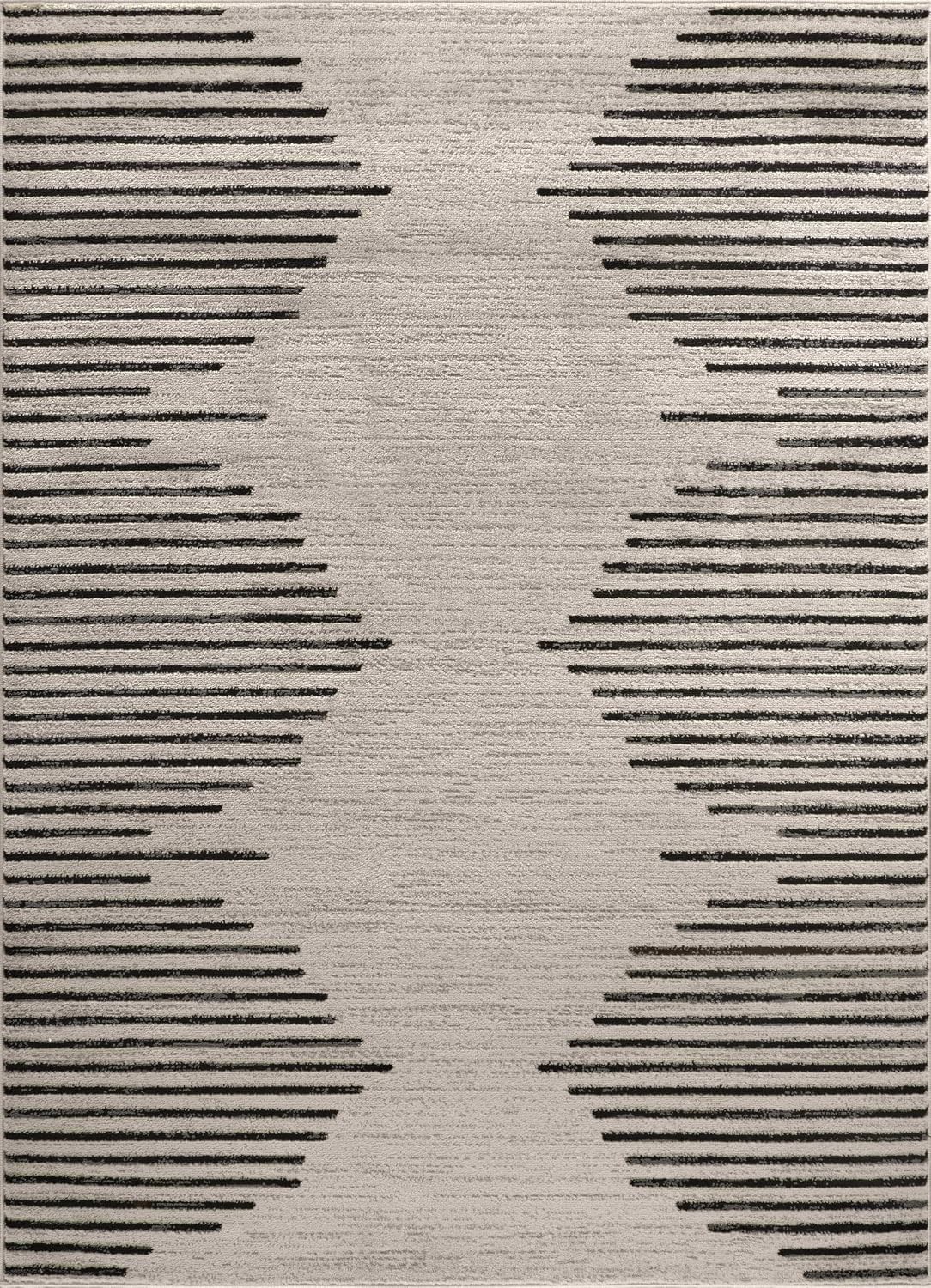 World Rug Gallery Bohemian Stripe Cream 7’10” x 10′ Geometric Area Rug