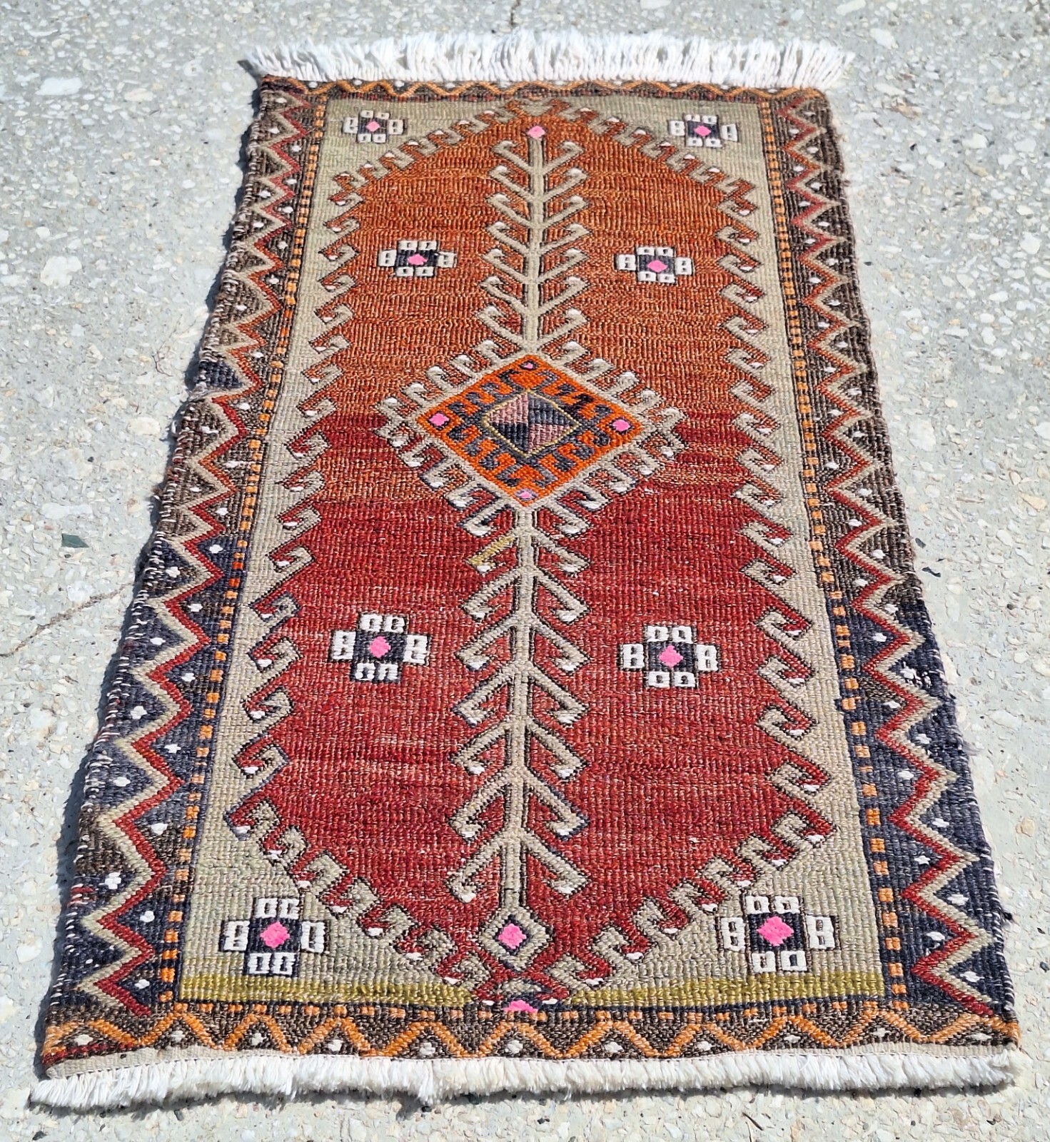 1960s Turkish-Anatolian Vintage HandWoven Small Embroidery Kilim Rug-Village rug