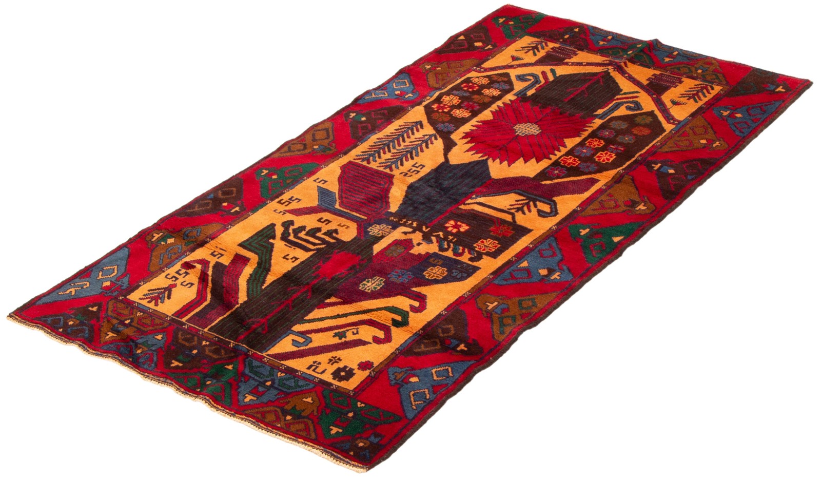Vintage 3’5″ x 6’8″ Traditional Hand Knotted Vegetable Dye Wool Area Rug