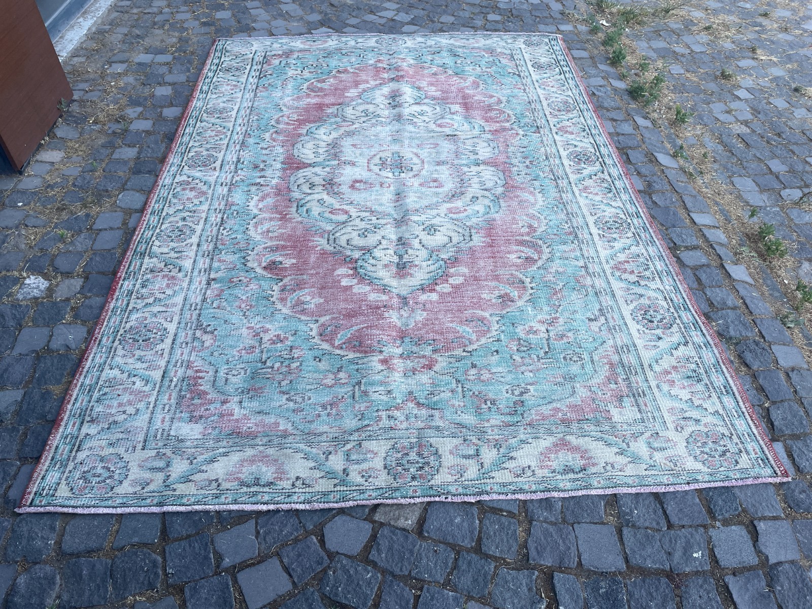 Turkish Vintage Rug, Handmade Wool Rug, Bohemian Large Rug, 6,3 x 9,3 ft
