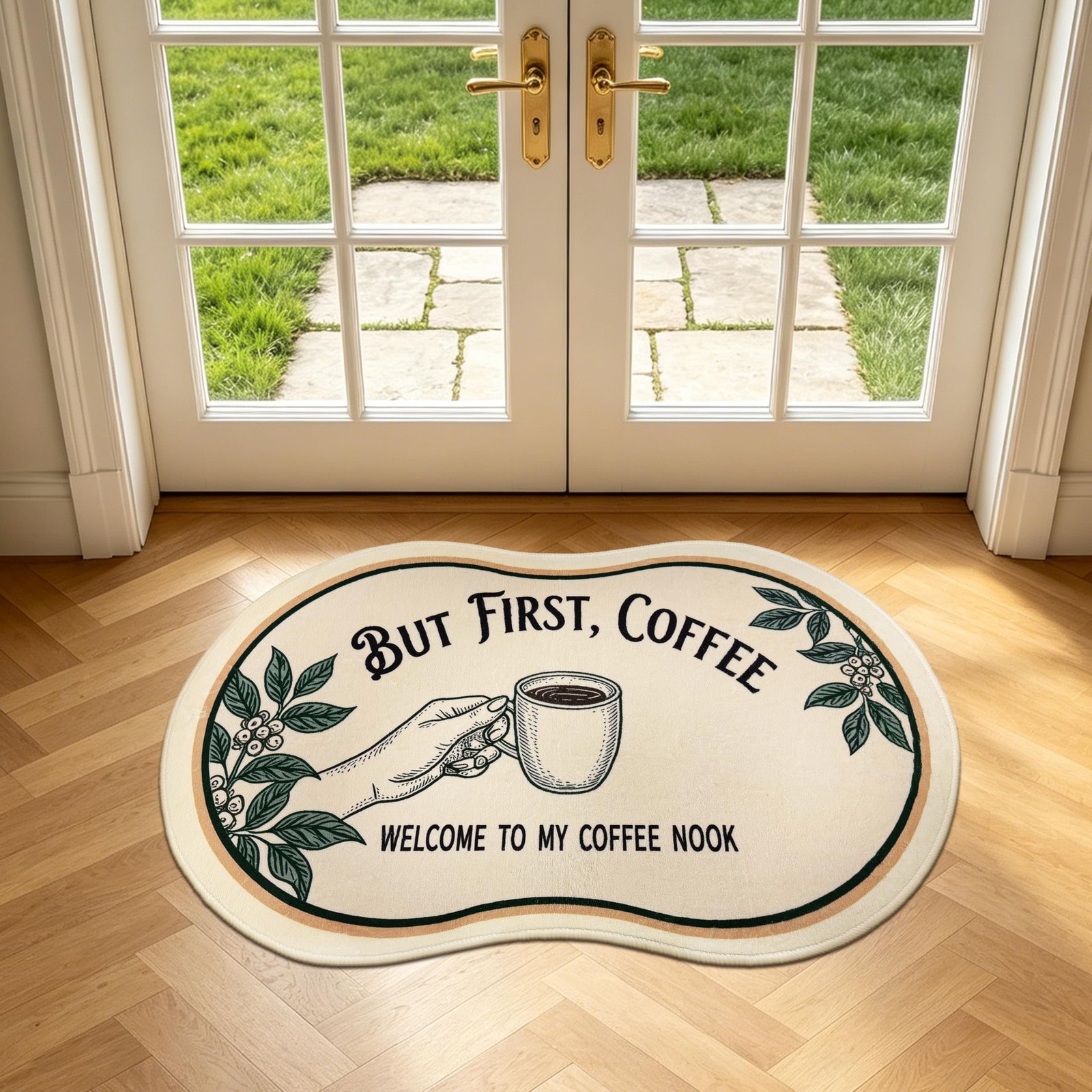 Coffee Kitchen Rug, 23″X31″ Washable Small Floor Mat TPR Non-Slip Backing Low…