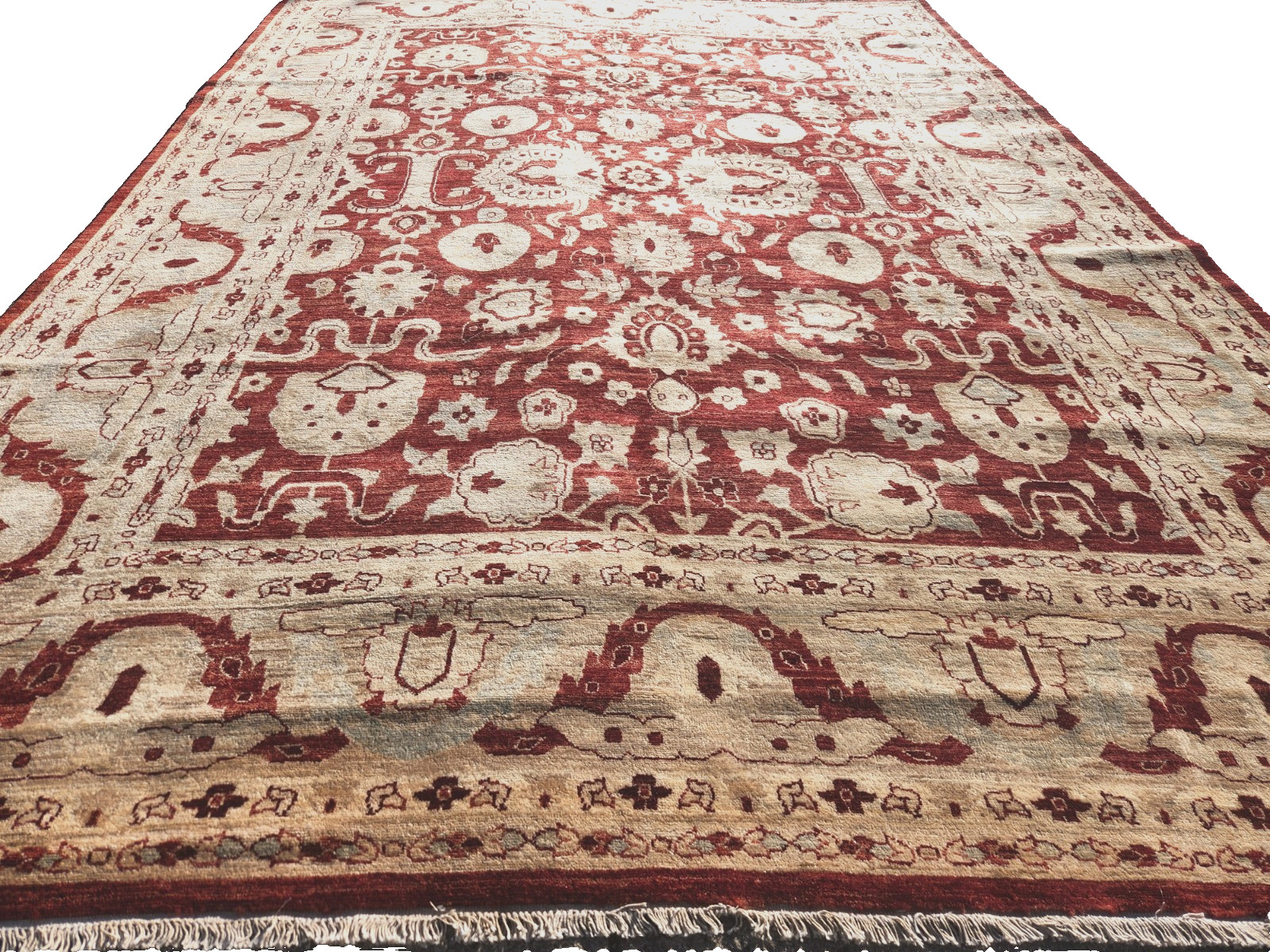 ANTIQUITY HAND-KNOTTED TURKISH OUSHAK TRIBAL-ZIGLAR WOOL MUTED RUG 9′ X 12′