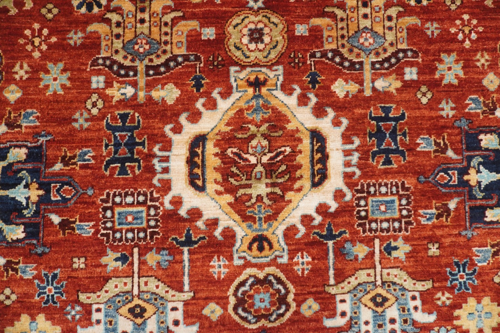 8 x 10 ft Red Karaja Afghan Hand Knotted Veg dyes Wool Traditional Rug