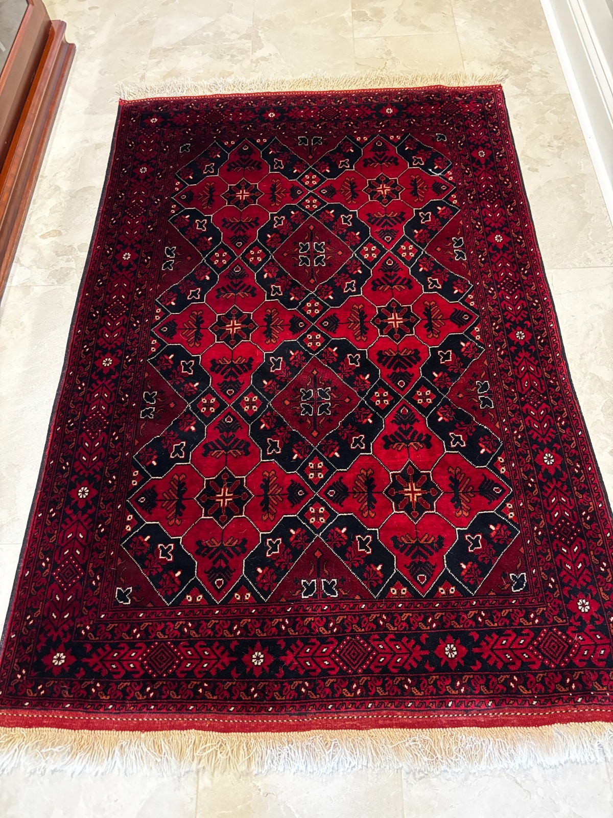 Traditional Hand-Knotted Wool Area Rug from Pakistan