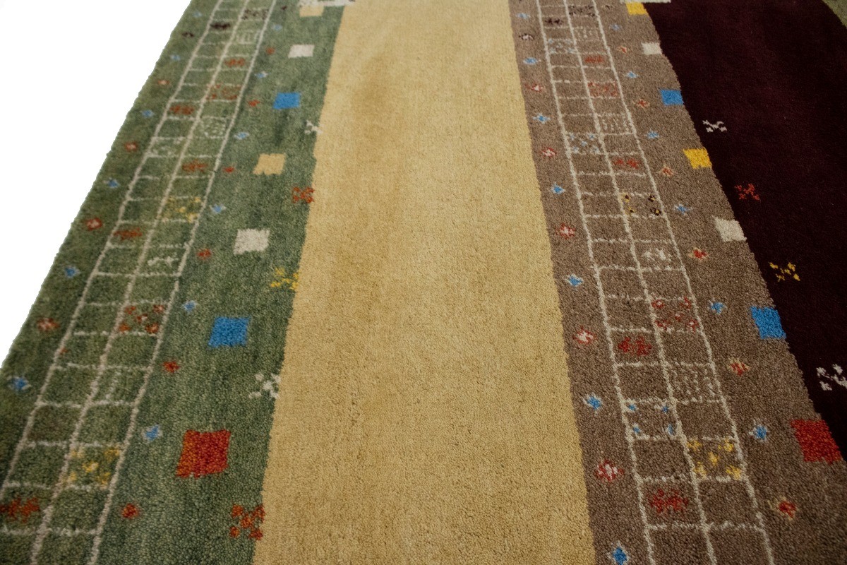 Handmade Multicolored Stripes Indo-Gabbeh Oriental Rug Wool Carpet 5’5X8’4 ft