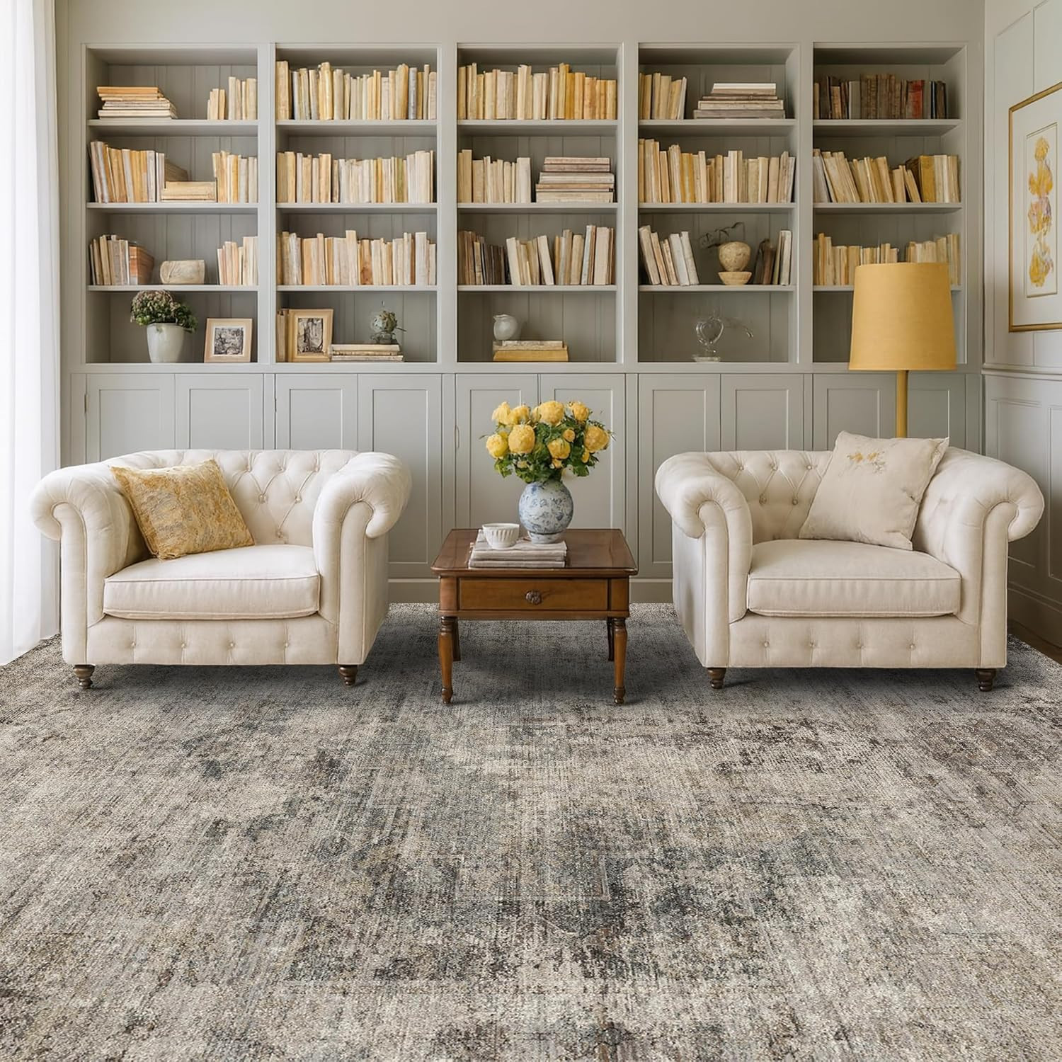 Taupe Brown 9×12 Big Rug – Modern Farmhouse Rustic for Living Room & Dining