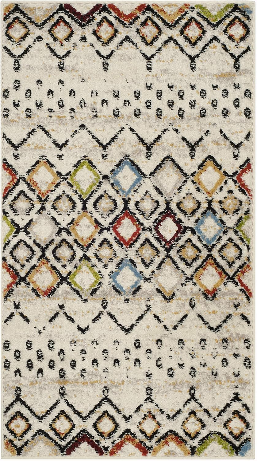 Amsterdam Collection Accent Rug – 2’3″ X 4′, Ivory & Multi, Moroccan Boho Design