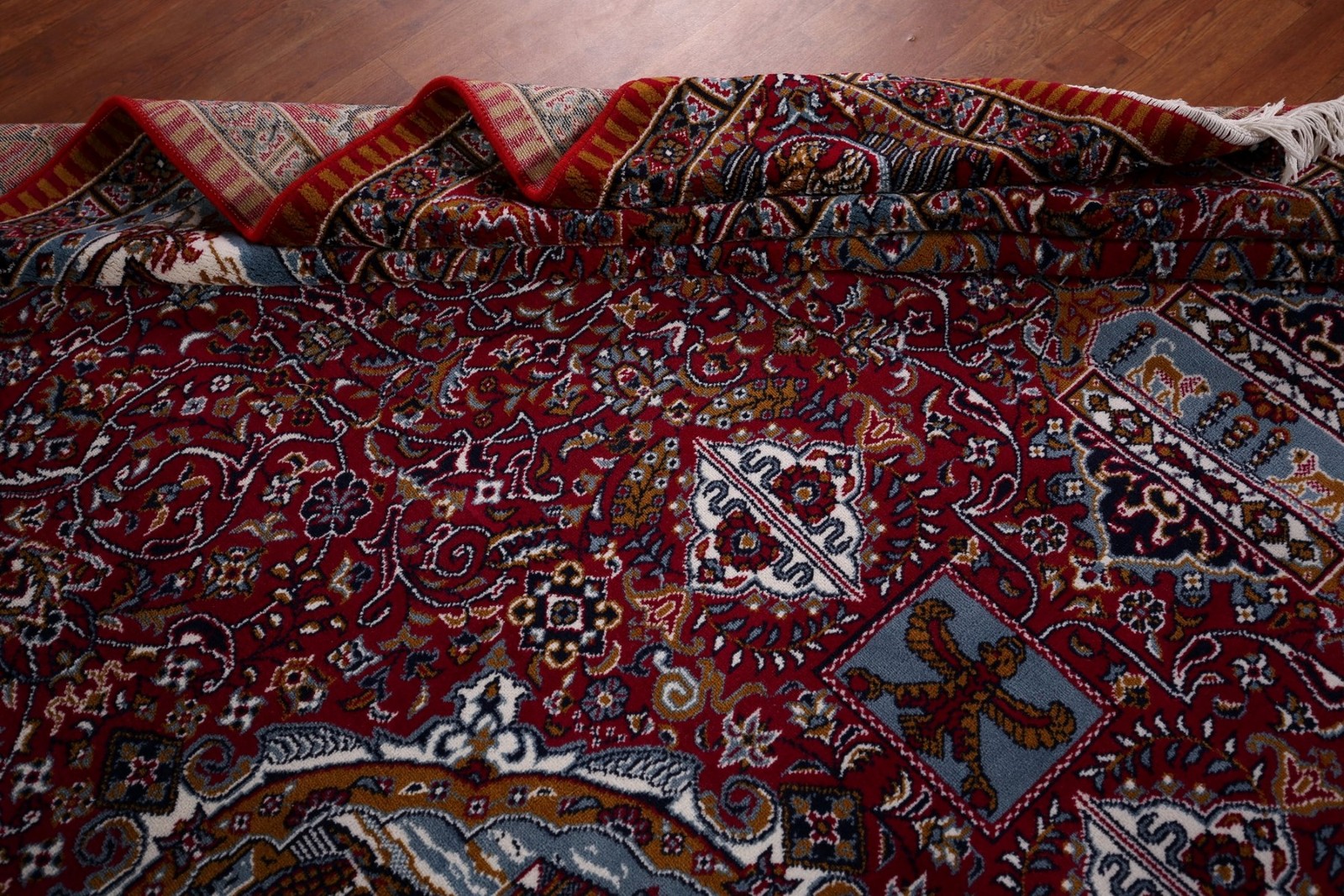 Animal Pictorial Turkish Area Rug 10×13 Red Traditional Style for Living Room