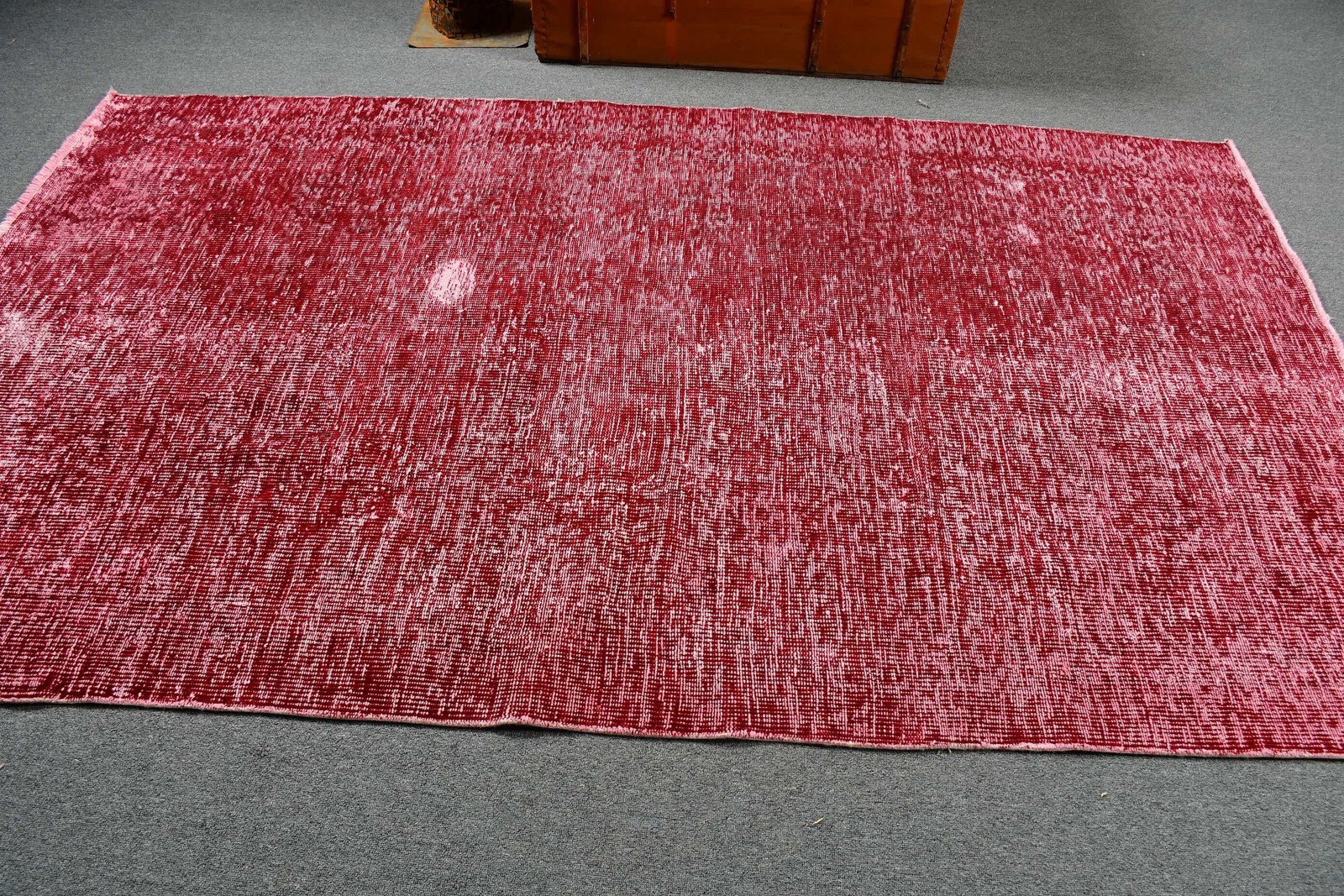 Vintage Rug, 4,9×8,4 ft Large Rug, Red Animal Print Wool Turkish Rug