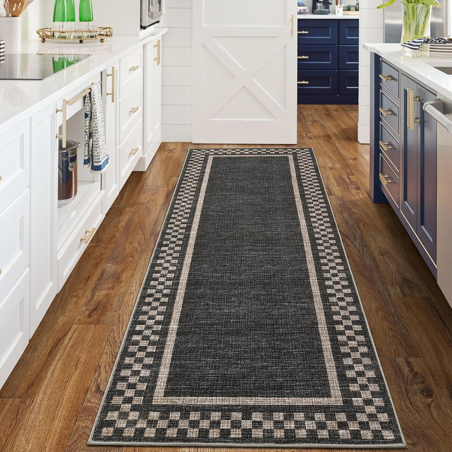 Washable Rug 5X7 for Living Room Large Bedroom Scalloped Rug Non Slip Stain Resi