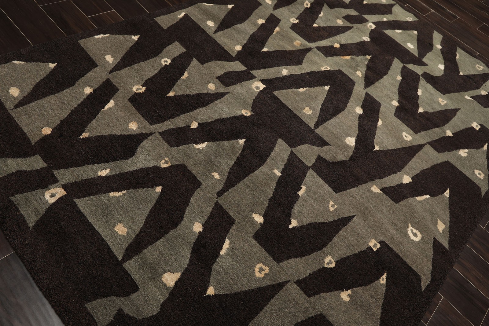 6×9 Tibetano Hand Knotted Wool & Silk Brown Tibetan Modern & Contemporary Rug