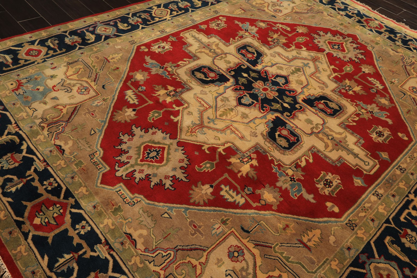 Kalaty 7’11″x9’9″ Hand Knotted Wool Red Indo Herizz Plush Pile Velvety soft Rug