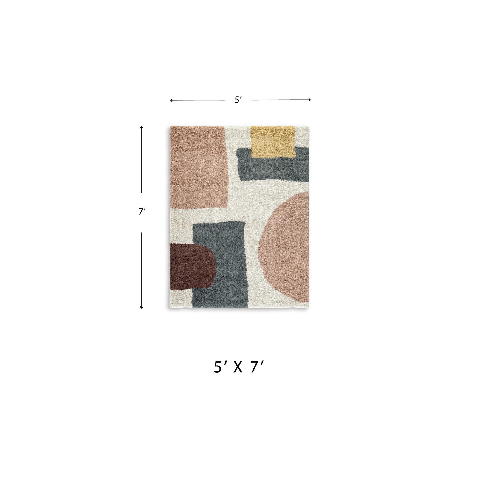 Signature Design by Ashley Flynnwick 5′ x 7′ Shag Area Rug, Cream, Pink, Gray