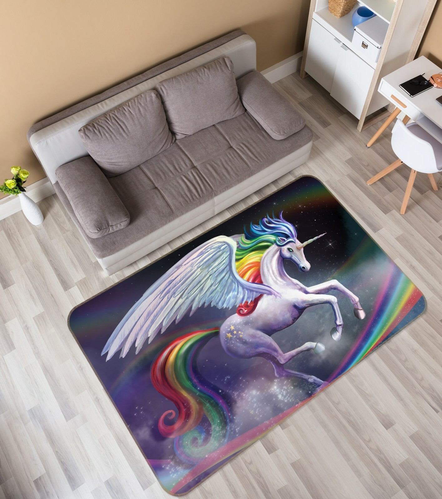 3D Rainbow Unicorn ZHUA12 Game Non Slip Rug Mat Photo Carpet Rose Catherine