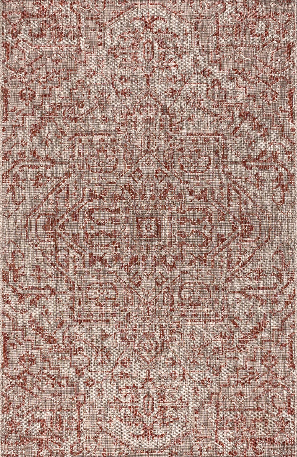 Red Taupe Rectangular Indoor Outdoor Rug 5X3 Durable Stain Resistant Pet Frie…