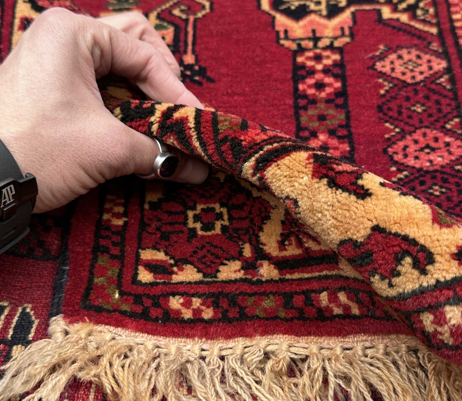 2×4 Vintage Afghan Baluchi Prayer Rug Hand Knotted Wool Red Tribal Belouch