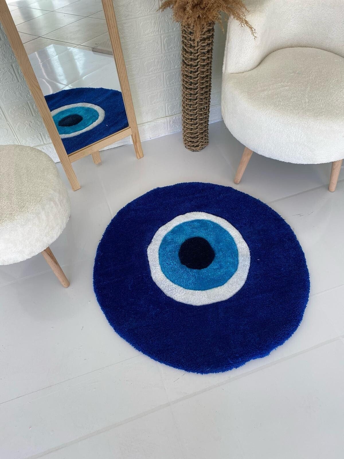 Good Luck Eye Shaped Handmade Rug Without Tariff & duty