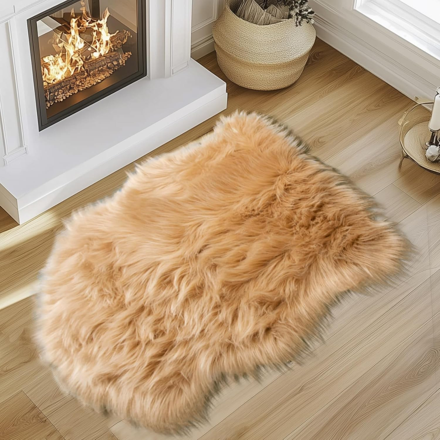 Faux Fur Rug – Faux Sheepskin Rug 2×3 Ft Irregular Shaped Carpet Fluffy Carpet F