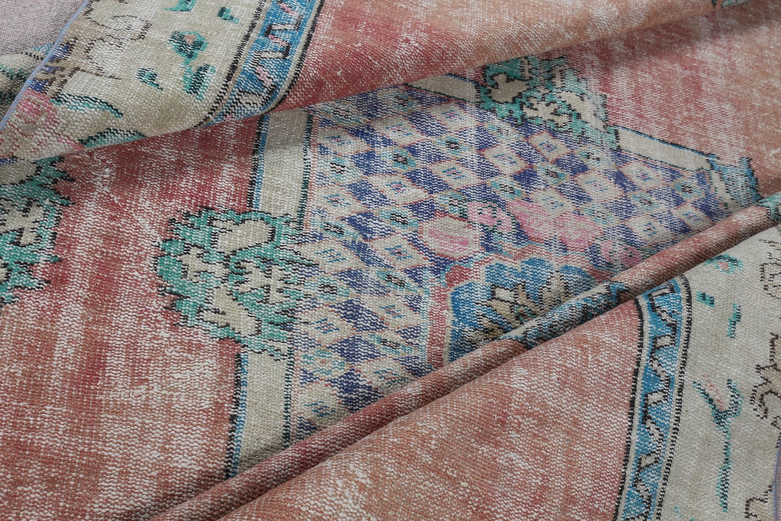 6,5×9,9 ft Turkish Rug, Vintage Large Rug, Red Blue Floral Rug