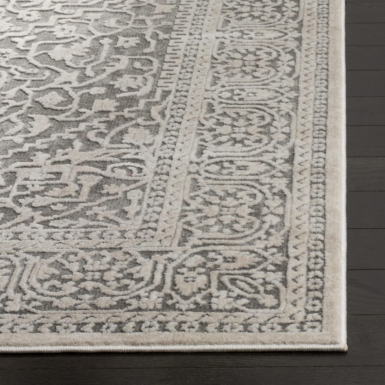 Large Dark Grey & Cream Area Rug 8×10 – Non-Shedding & Easy to Clean