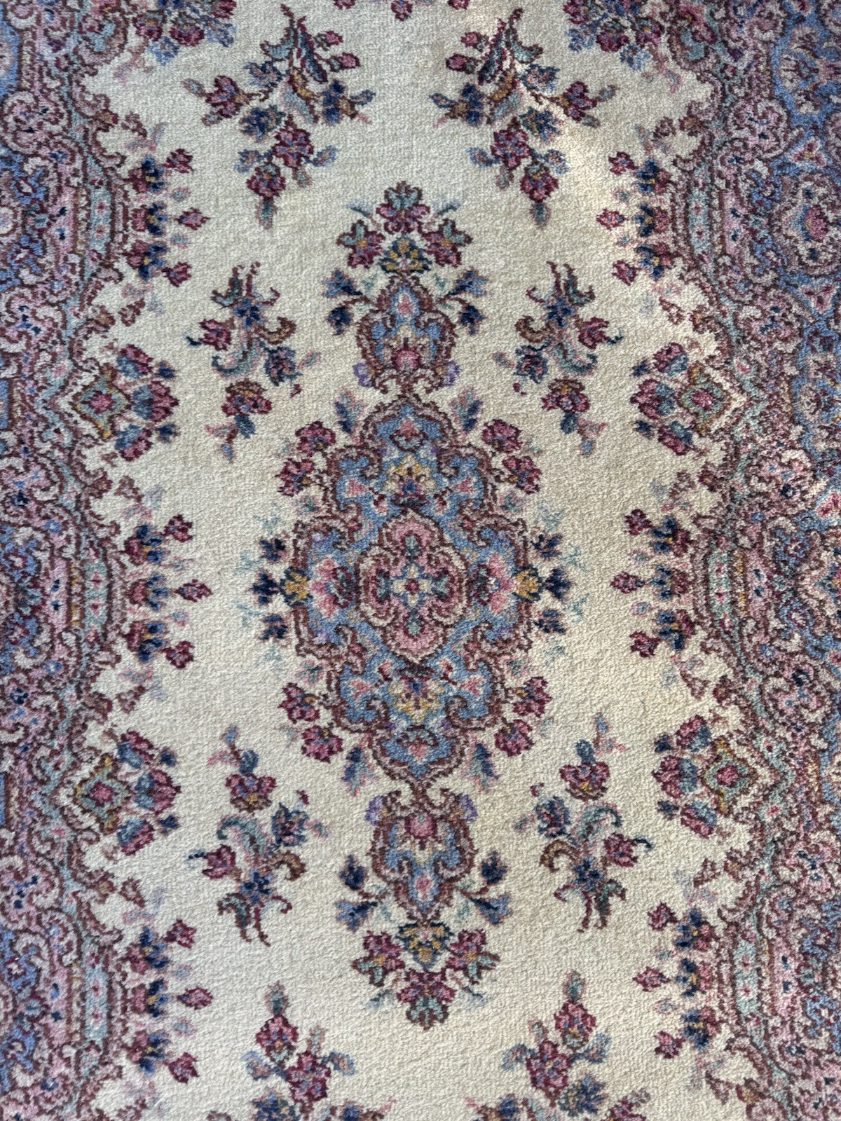 Vintage Karastan Rug Ivory Kirman Pattern 781 2’10” by 5′ Fine Lustrous Wool