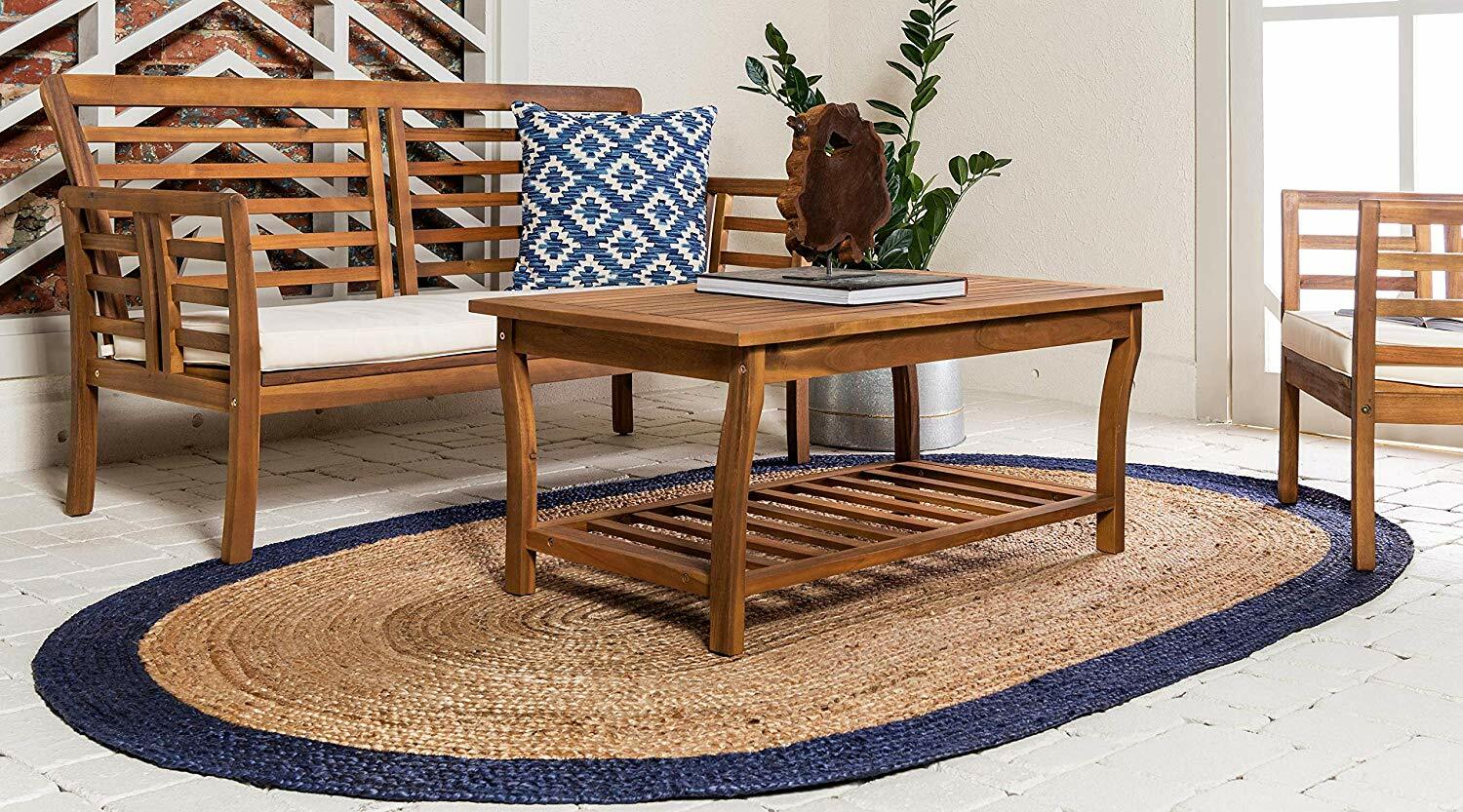 Various Size Oriental Handmade Vintage Jute Reversible Rugs Oval Shaped Floor