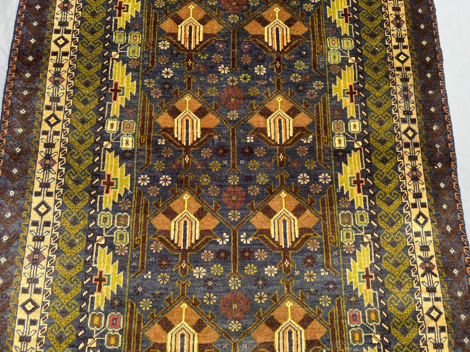 3’7 x 6’6 Ft Classic Baluchi Tribal Rug – Geometric Bird Motif Afghan Carpet