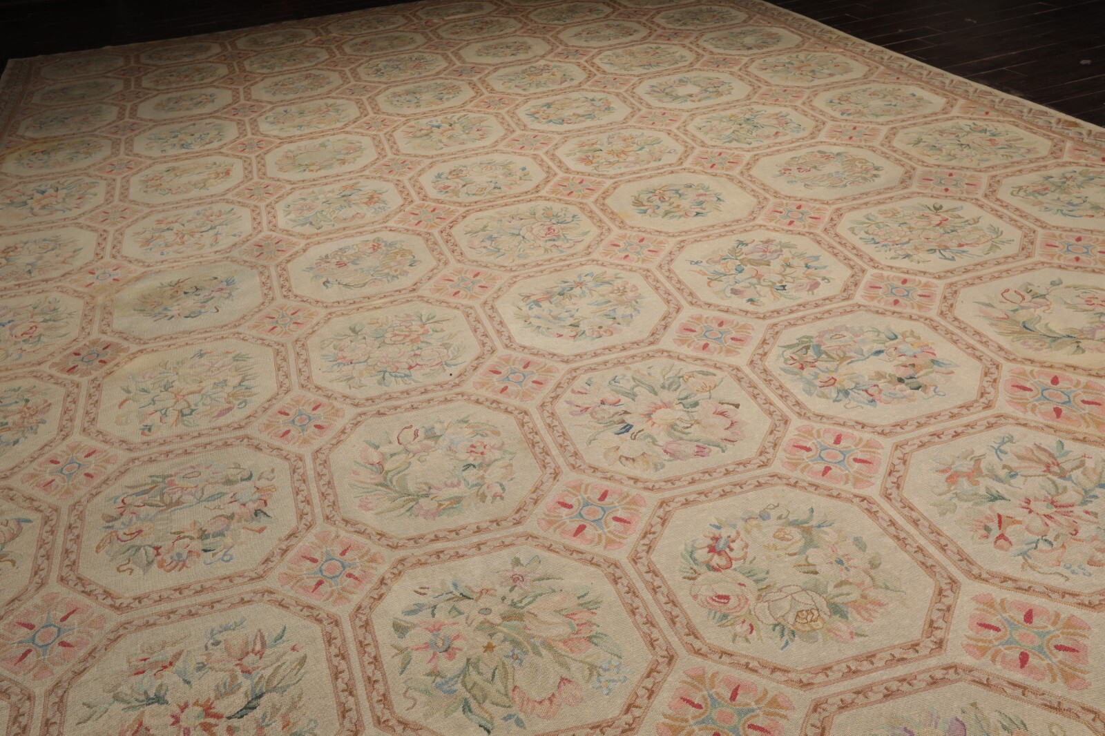 Antique Palace Hand Woven French Needlepoint Aubusson Flatweave Rug 12’5 x 21’11