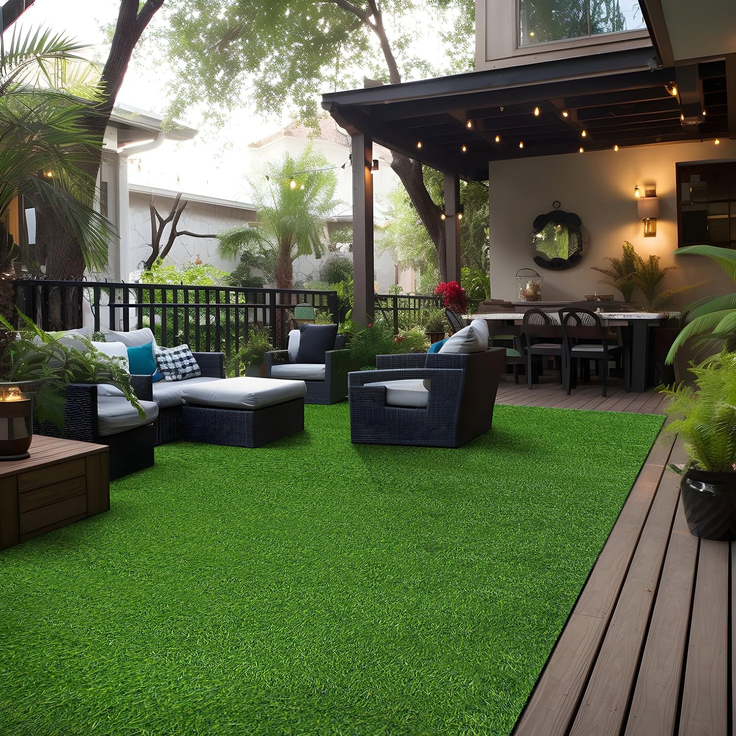 Rugshop Artificial Solid Grass for Backyard, Garden, Patio, Balcony, Garage D…