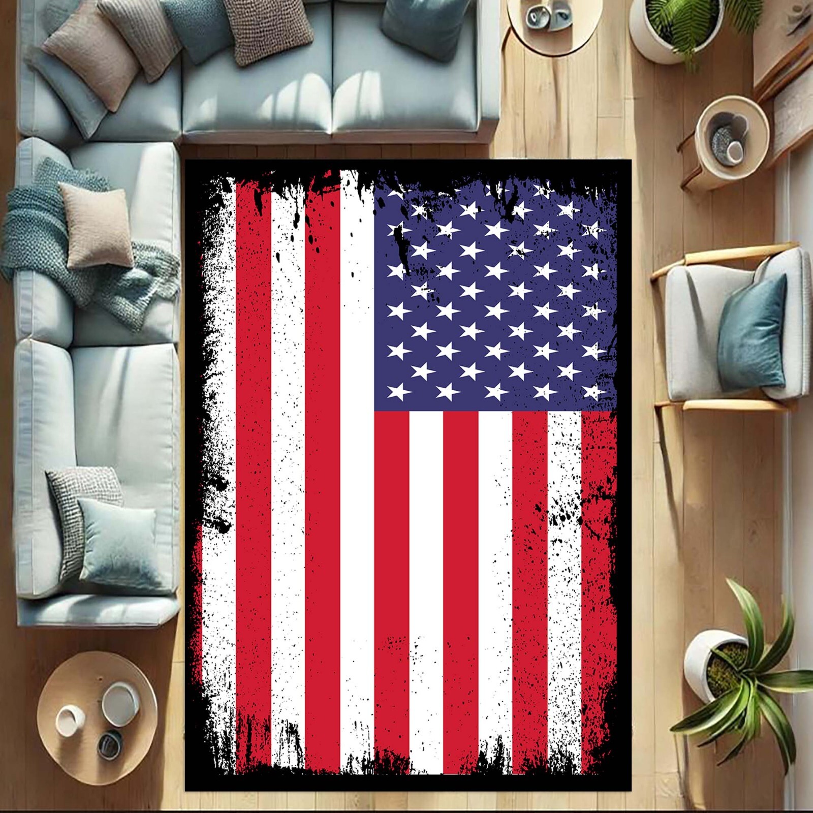 American Flag Rug, Patriotic Home Decor, Independence Day Decor, USA-Themed Floo