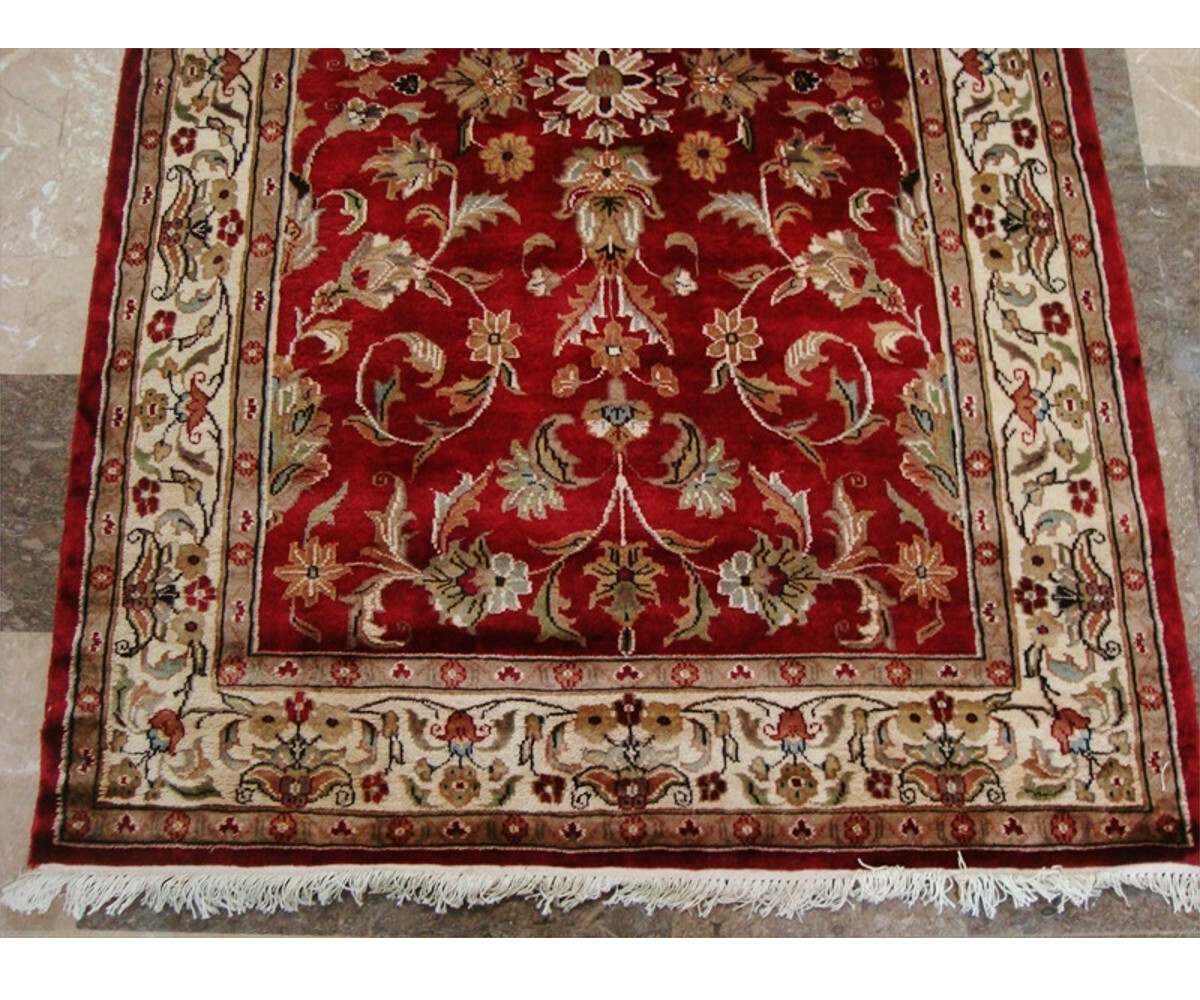 Area Rug Wow Ivory Flowers Allover Hand Knotted Wool Silk Home Carpet(6×4)’-New