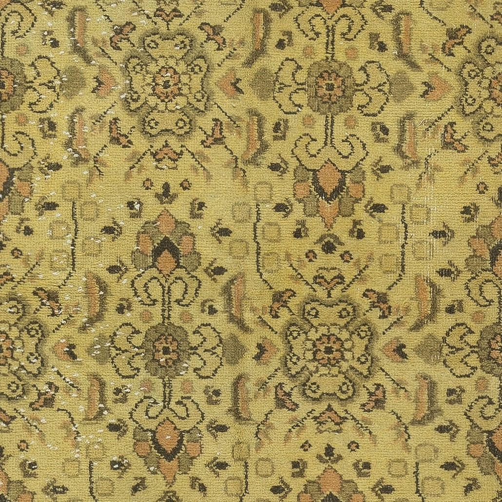 3.5×6.8 Ft Vintage Turkish Floral Rug dyed in Yellow 4 Modern Interiors